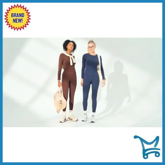 Slim Fit Long Sleeve Top & Hidden Scrunch Leggings Workout Set - Picture 8 of 8